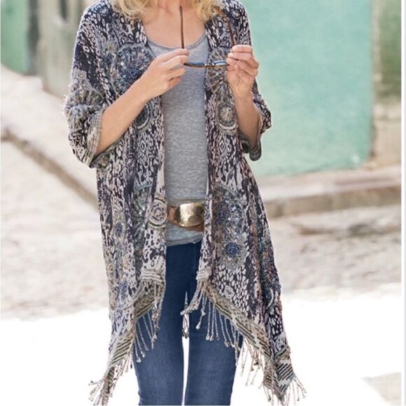 Soft Surroundings Emory cardigan with fringe. M/L - Picture 1 of 9